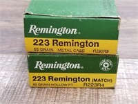 Two 20 round boxes of .223 various head stamps