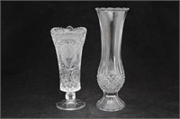 2 Antique Pressed Glass Bud Vases