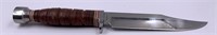 Heavy Bowie knife with stacked leather handle and