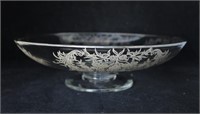 Vintage Pressed Glass Silver Overlay Compote