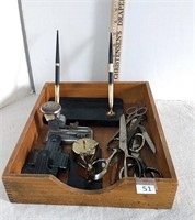 Wooden Desk Tray & Accessories