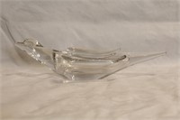 French Crystal Art Glass Bird in Flight dish