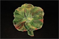 Sm. Vintage Mottled Majolica Leaf Dish