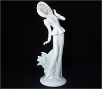 Vintage Standing Porcelain Lady With Hat Figurine