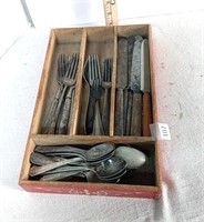 Antique Flatware in Tray