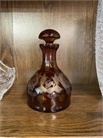 Bohemian Red Cut to Clear Decanter