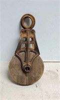 Vintage wooden pulley