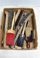 Flat of wire brushes and other brushes