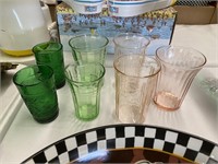 Assorted Glasses, Green, Pink