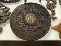 Round Carved Table Top, Carved Ribbon