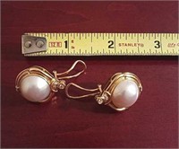 Yellow Gold 18k and Pearl Earrings 17.4 TW