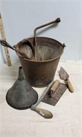 Metal bucket with miscellaneous tools