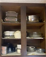 Contents of cupboard - mostly baking dishes