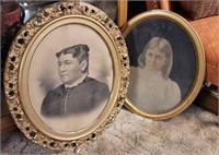 2 Victorian oval portraits