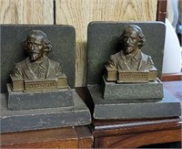 Pr bronze Shakespeare bookends - great patina