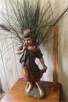 Girl statue with faux grass