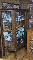Beautiful curved glass tiger oak china cabinet