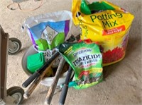 pot soil, fertlzr, loppers, misc