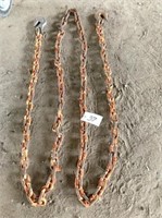 12 ft 3/8 chain w 2 hooks (peeling plastic coatin)