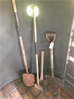 levee shovel, fork, ax, scraper hoe,