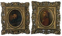 Pair of Small Old European Portrait Paintings.