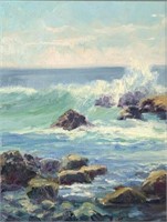 Painting, Seascape & Rocks sgd. D Howard Hitchcock