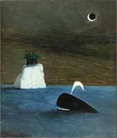 Painting of Whale sgd. (Gertrude) Abercrombie.