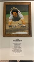 Autographed framed 8x10 picture of Pete Rose. The