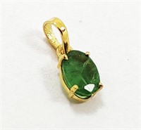 14k Yellow Gold Natural Emerald Pendant