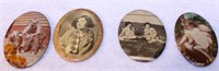 Lot of Four Vintage Photo Buttons and Mirror