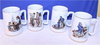 Set of Four 1985 Norman Rockwell Mugs
