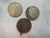 3 Morgan silver dollars