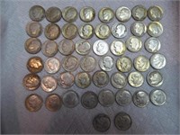 50 Roosevelt dimes - 1964 & earlier