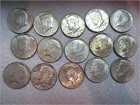 15 Kennedy half dollars - 1964
