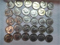 30 Kennedy half dollars - 1971-1974