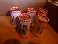 5 rolls Presidents $1 coins: Adams, Johnson, Harri