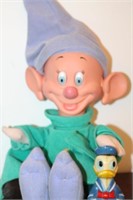 1993 Mattel Dopey Doll & Vintage Donald Duck Roly