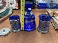 Three Cobalt Blue Glass, Vintage