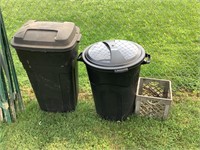 (2) Trash Cans/Crate