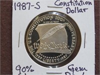 1987 S CONSTITUTION DOLLAR 90% GEM PROOF