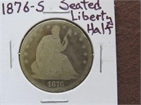 1876 S SEATED LIBERTY HALF DOLLAR 90%