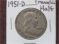 1951 D FRANKLIN HALF DOLLAR 90%