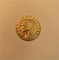 1913 Indianhead gold five dollar coin almost