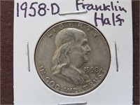 1958 D FRANKLIN HALF DOLLAR 90%