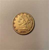 1881 Gold Coronet Five D coin - Uncirculated