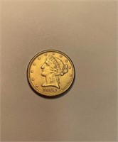 1906 Gold Coronet Five D coin Uncirculated