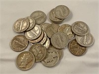 1920s, 30s, 40s Mercury dimes (23ct)