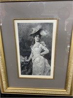 1893  J. MACHARD LITHOGRAPH OF LADY  19" X 25"