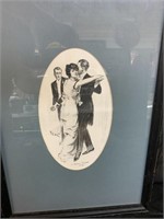 FRAMED PRINT OF DANCING COUPLE  13" X 19"