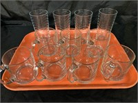 (7)  GLASS MUGS & 4 TUMBLERS